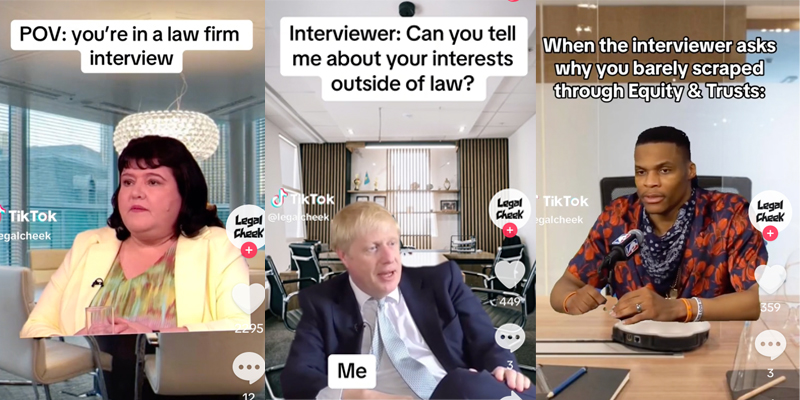 10 relatable TikToks about law firm interviews
