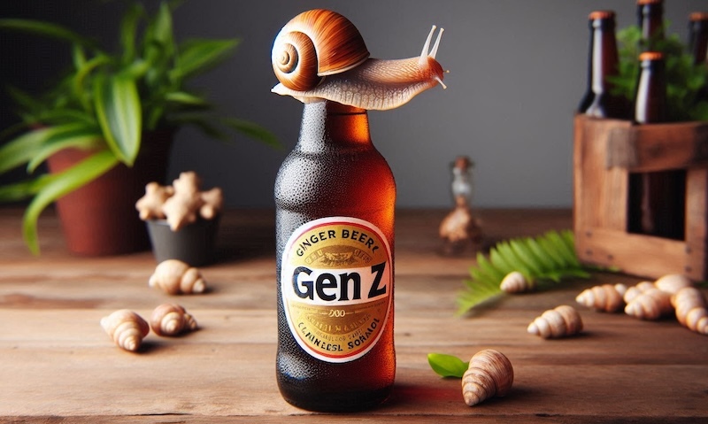 snail on a ginger beer bottle