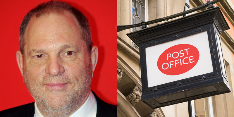 Harvey Weinstein and the Post Office logo